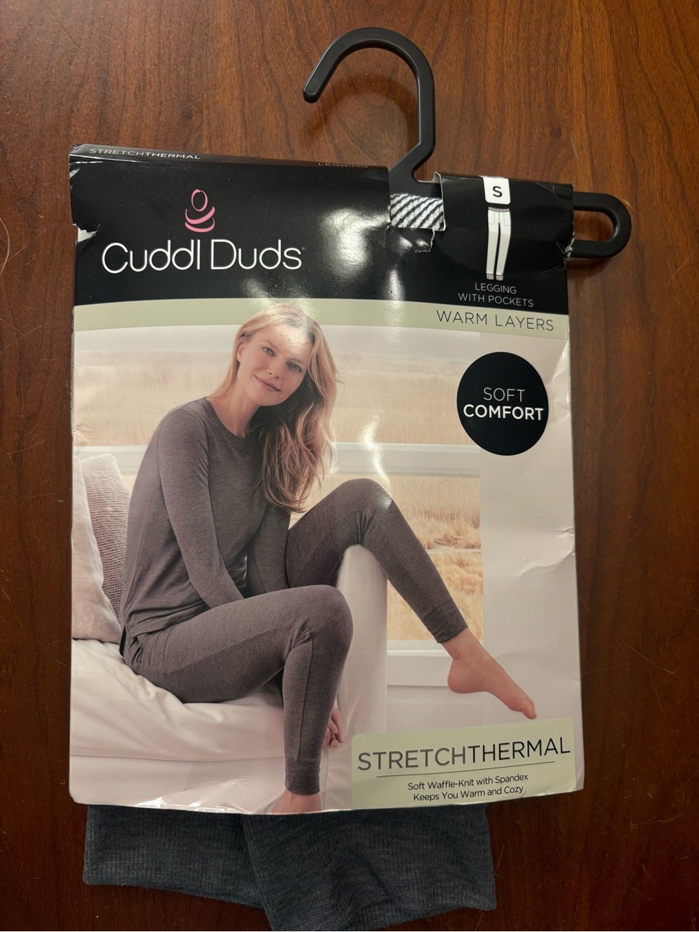 Cuddl Duds Stretch thermal Legging in Heather Gray plaid